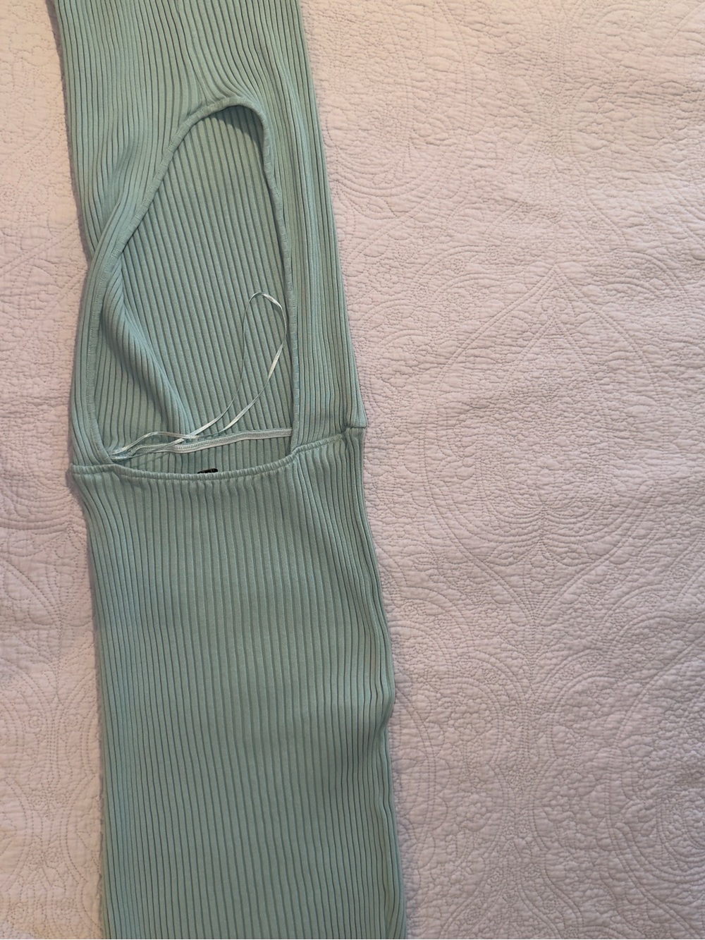 Zara size L Ribbed Mint Green Cutout Knit Dress - Picture 1 of 2